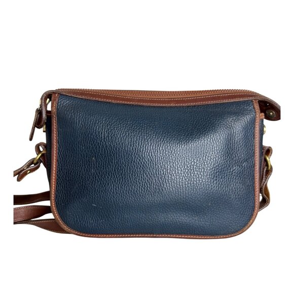 Vintage Coach Brown & Navy Pebbled Leather Crossbody Bag With Zipper Closures & - Picture 4 of 11